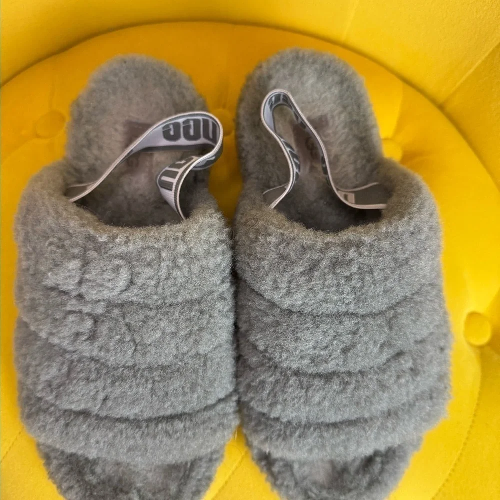UGG Women's Fluff Yeah Women's Slide Wedge Sandals - Charcoal